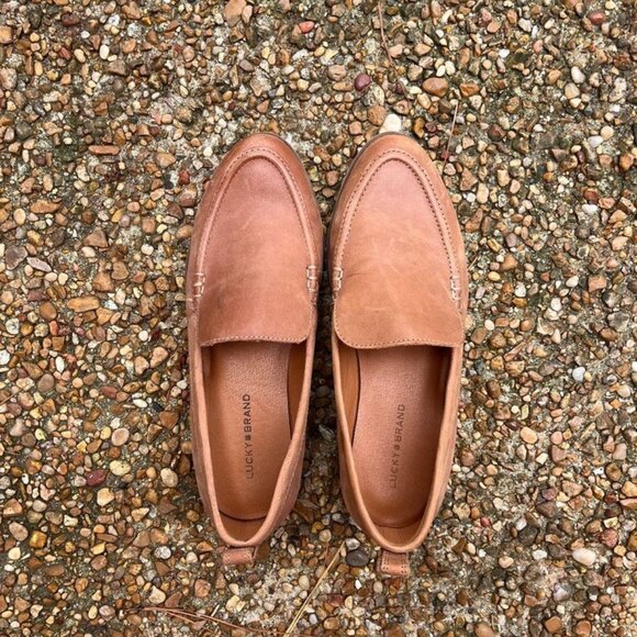 Lucky Brand Brown Leather Loafers sz 7.5 - Picture 1 of 5